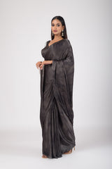 Reflections of Tranquility - Gaji Silk Saree & Unstitched Blouse Set - Black