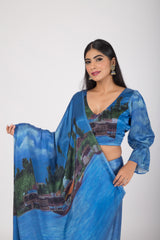 Reflections of Tranquility - Gaji Silk Saree & Unstitched Blouse Set