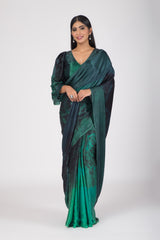 Hearth and Frost - Gaji Silk Saree & Unstitched Blouse Set - Green