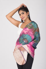 Blossoms of Paradise - Pure Habutai Silk Scarf - Pink Hues