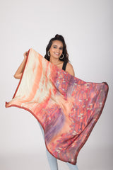 Blooms of Hope - Pure Habutai Silk Scarf - Magenta