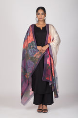 Blossoms of Paradise - Gaji Silk Dupatta - Orange Hues