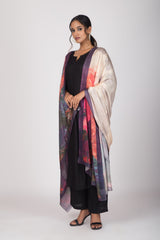 Blossoms of Paradise - Gaji Silk Dupatta - Orange Hues