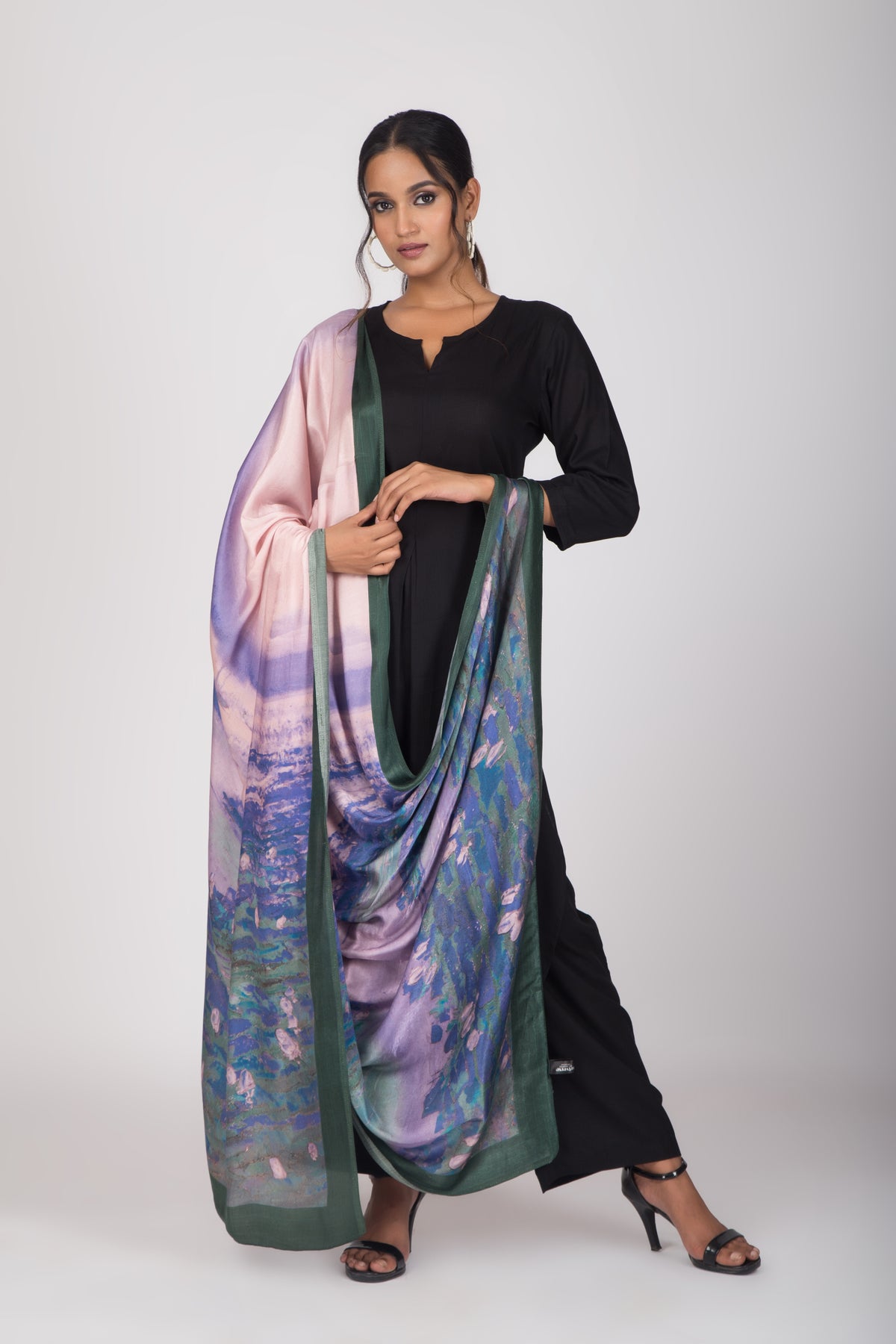 Blooms of Hope - Gaji Silk Dupatta - Deep Green