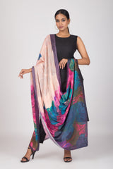 Blossoms of Paradise - Gaji Silk Dupatta - Pink Hues