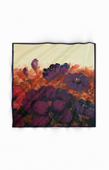 Blossoms of Paradise - Pure Habutai Silk Scarf - Purple Hues