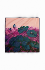 Blossoms of Paradise - Pure Habutai Silk Scarf - Pink Hues